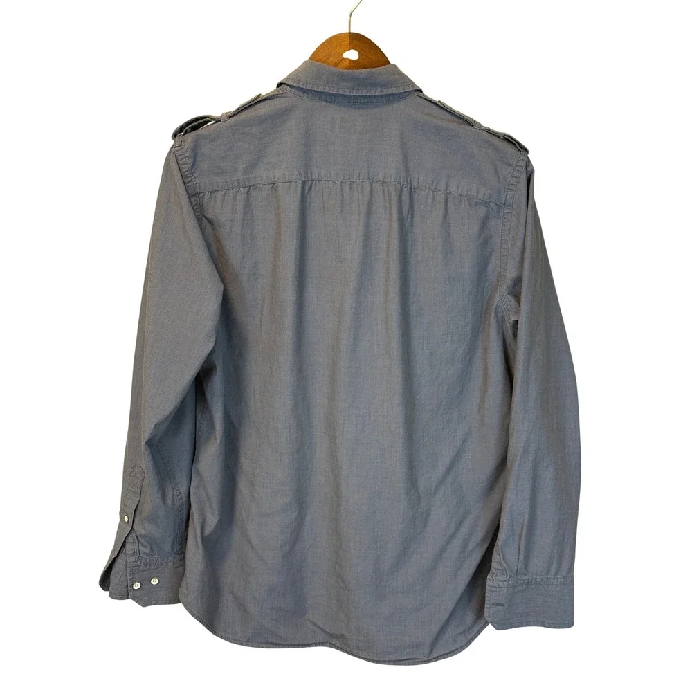 Banana‎ Republic Blue Smoke 100% Cotton Mobius Campo Button Up Shirt size Small